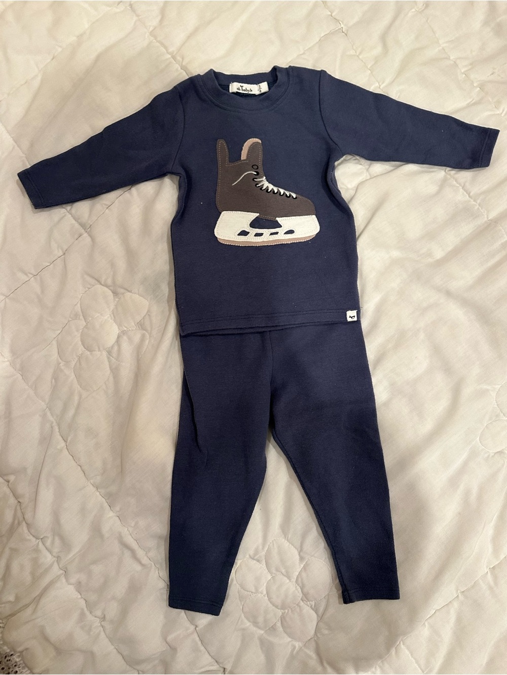 Toddler Navy Ice Skate Pajama Set - Matching Two-Piece